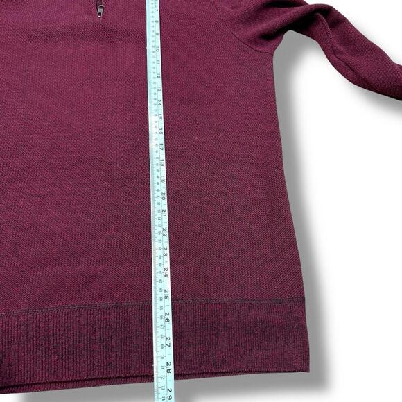 Robert Graham Burgundy Quarter Zip Sweater Contrast Lining Size L Cotton Casual - Picture 6 of 7